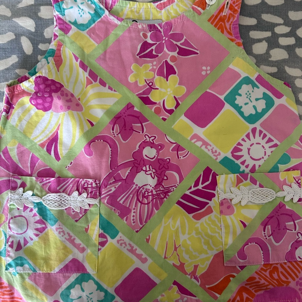 Lilly Pulitzer Pink Yellow Tropical Print Dress